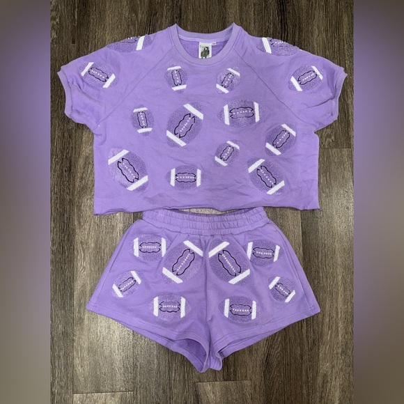 Queen of Sparkles Fuzzy Football Set M top and XS short - Picture 4 of 6